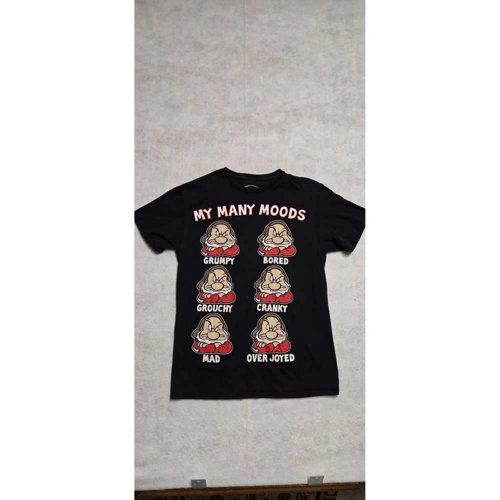 Disney Grumpy My Many Moods Graphic T-Shirt Size M Black Seven Dwarfs